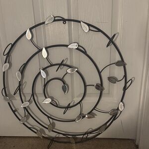 Home Interiors Black and Silver Spiral Leaf Art